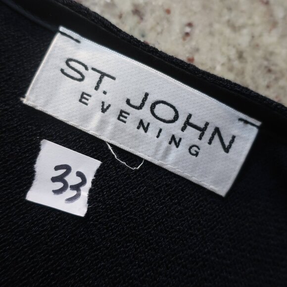 Womens St. John Evening Black Sequin Mixed Media Mesh Knit A-Line Skirt 12 - Picture 13 of 13